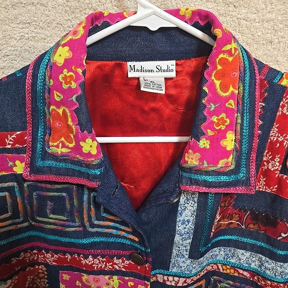 Madison Studio Button-Up Blazer Jacket Striped Fa… - image 7